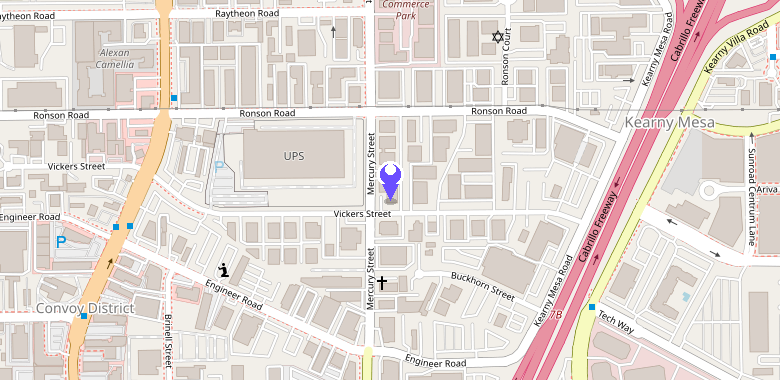 Map showing ILS Laboratories at 8222 Vickers St, San Diego, CA